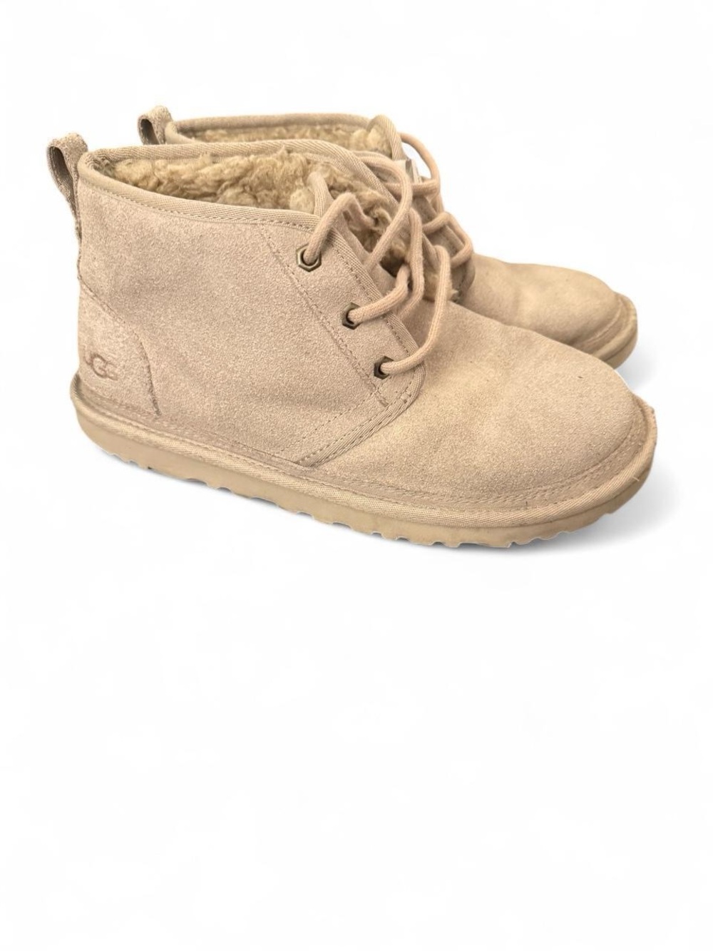 UGG Kids Lace-Up Shearling Ankle Boots in Sand